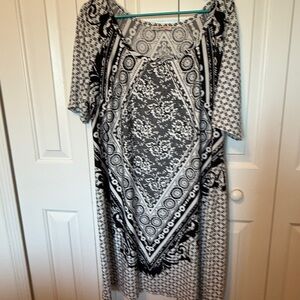 Love Squared Black and White Patterned Midi Dress